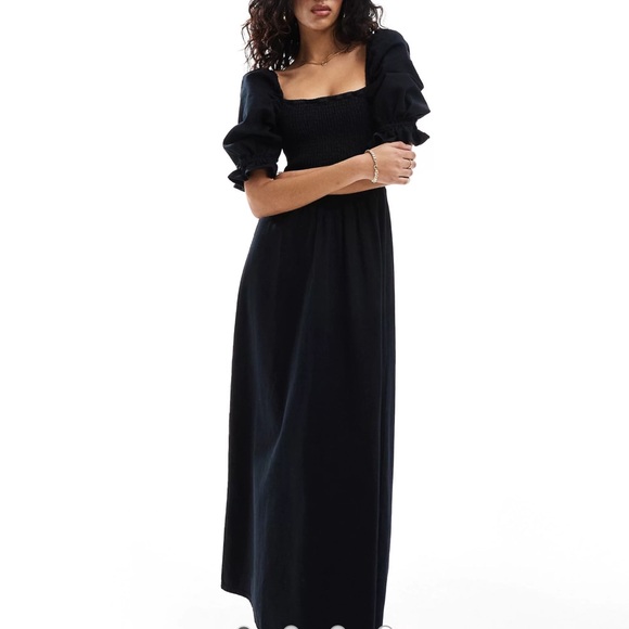 Cotton square neck midi black dress ,very comfy Size M/L - Picture 3 of 3